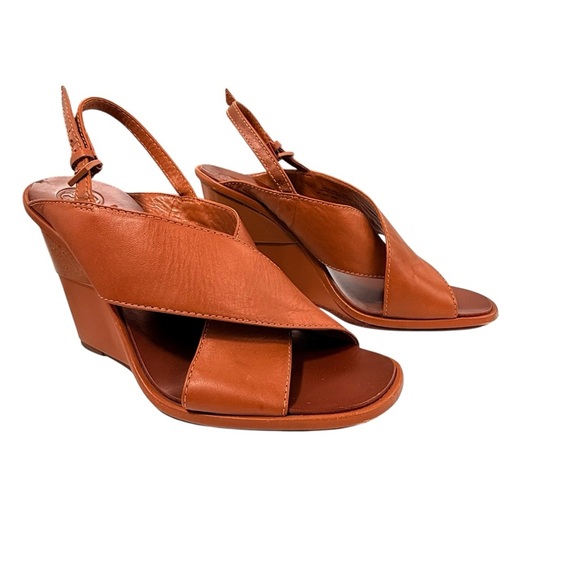 Tory Burch Gabriella wedge leather sandals size 8.5 - Picture 1 of 9
